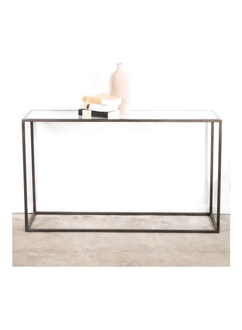 Glass Top and Metal Frame Console Table Brown/Clear