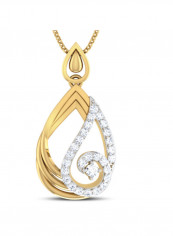 18 Karat Gold Flame Drop Diamond Pendant Necklace
