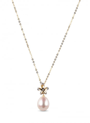 18K Yellow Gold Freshwater Flower Pendant