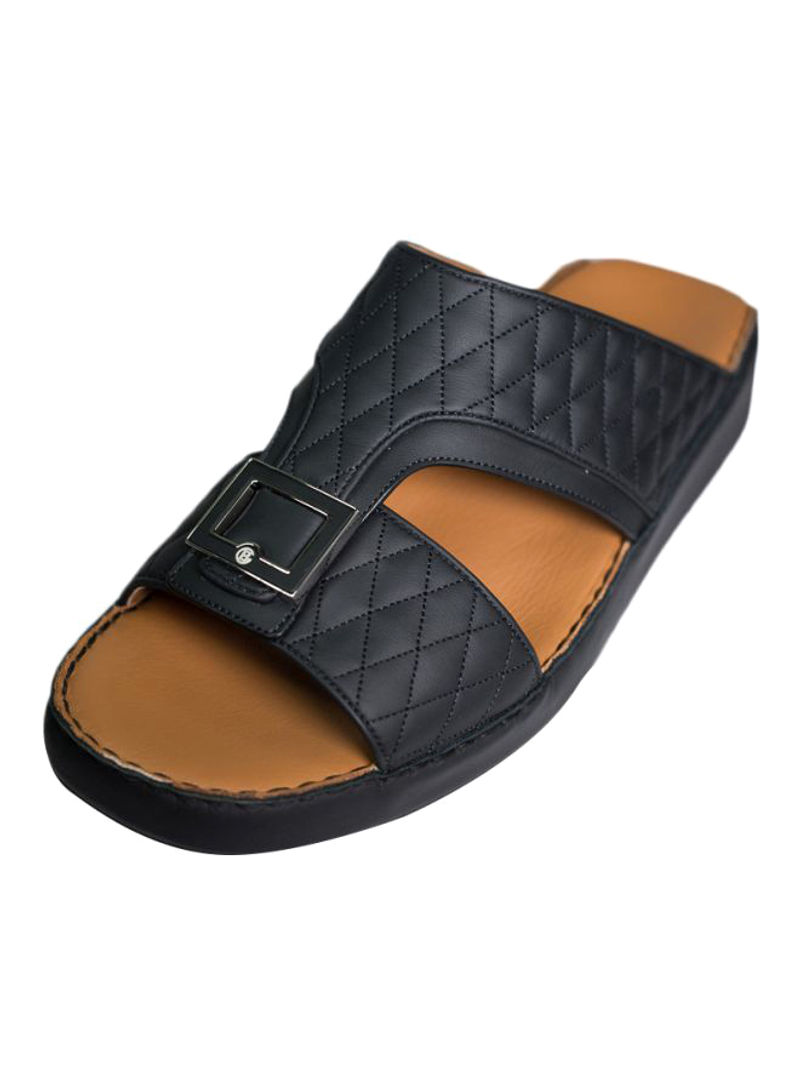 Leather Slip-On Arabic Sandals Black/Silver