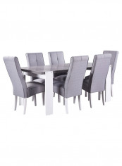 7-Piece Cementino Dining Table Set Grey/White
