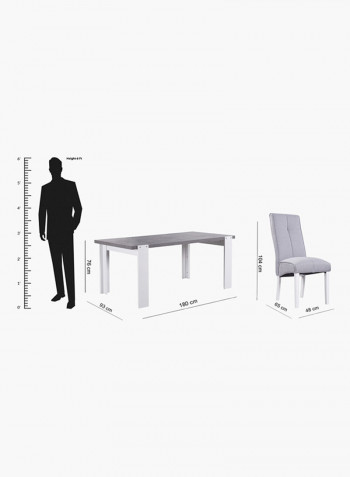 7-Piece Cementino Dining Table Set Grey/White