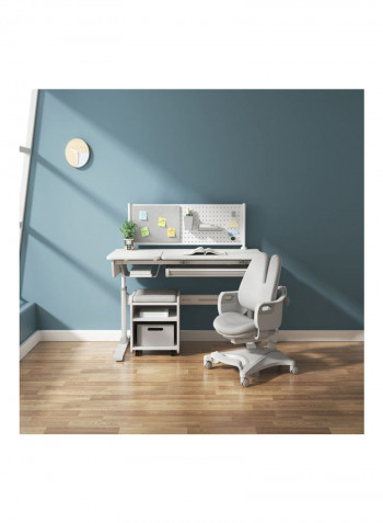 Kid Table With Large Desktop And Chair Set Grey 87 X 120 X 64cm