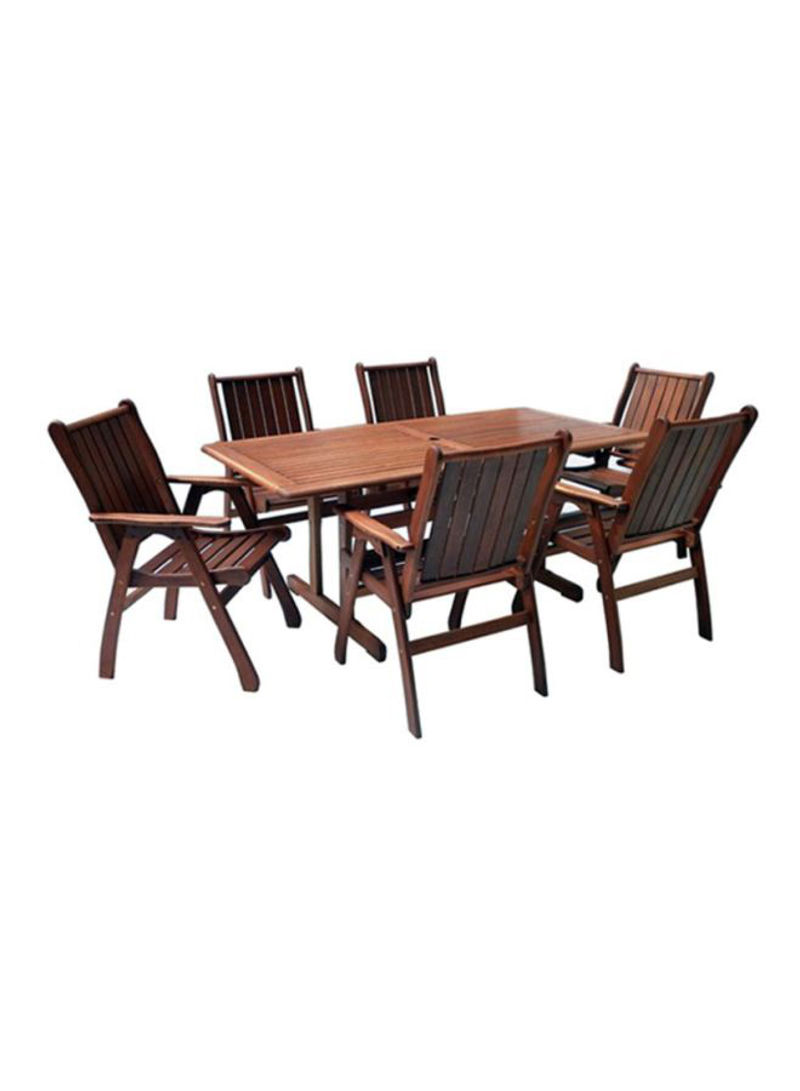 New Summer 6-Seater Outdoor Dining Set Brown 182x92x74cm