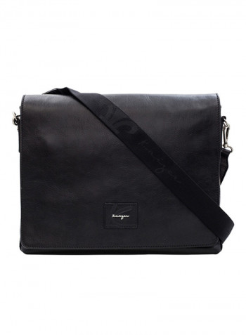 Statesman Leather Messenger Bag Black