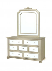 Hampton 7-Drawer Dresser With Mirror Gold/White 152x205x48centimeter