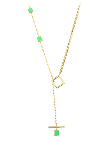 18K Green Quartz Gold Toggle Lock Pendant Necklace