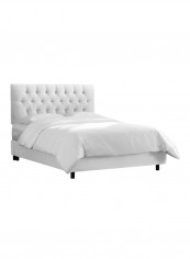 Velvet Tufted Bed With Mattress White Queen
