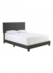 Zander Padded Platform Bed With Mattress Dark Grey/White Queen