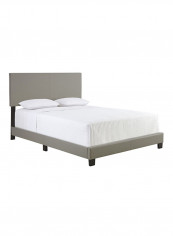 Zander Padded Platform Bed With Mattress Grey/White Queen