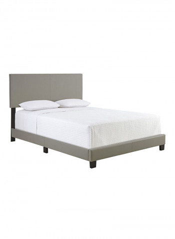 Zander Padded Platform Bed With Mattress Grey/White Queen
