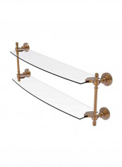 Retro Wave Collection Two Tiered Glass Shelf Clear/Gold 24inch
