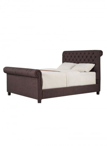 Oxford Rolled Top Tufted Sleigh Bed Frame Without Mattress Brown 180 x 200centimeter