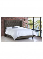 Tufted Upholstered Bed With Mattress Dark Grey 160 x 200centimeter
