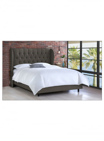 Tufted Upholstered Bed With Mattress Dark Grey 160 x 200centimeter