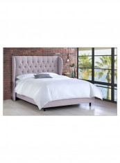 Tufted Upholstered Bed Without Mattress Smoke 200 x 200centimeter