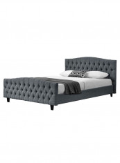 Chesterfield Bed-Frame Bed Without Mattress Light Grey 160 x 200centimeter