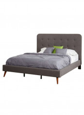 Garbo Mid Century Bed Without Mattress Dark Grey 200 x 200centimeter