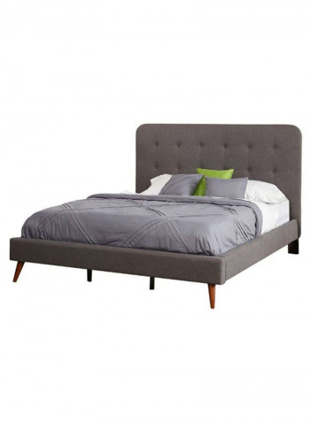 Garbo Mid Century Bed Without Mattress Dark Grey 200 x 200centimeter