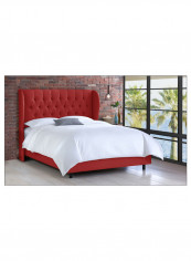 Tufted Upholstered Bed With Mattress Red 160 x 200centimeter