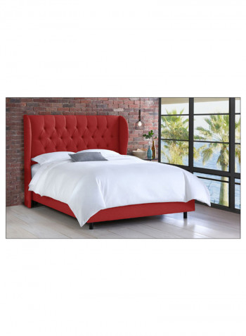 Tufted Upholstered Bed With Mattress Red 160 x 200centimeter