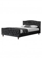 Chesterfield Bed-Frame Bed Without Mattress Black 160 x 200centimeter