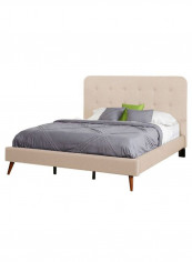 Garbo Mid Century Bed Without Mattress Beige 200 x 200centimeter
