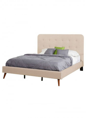 Garbo Mid Century Bed Without Mattress Beige 200 x 200centimeter