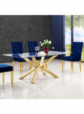Stainless Steel Glass Dining Table Gold/Clear