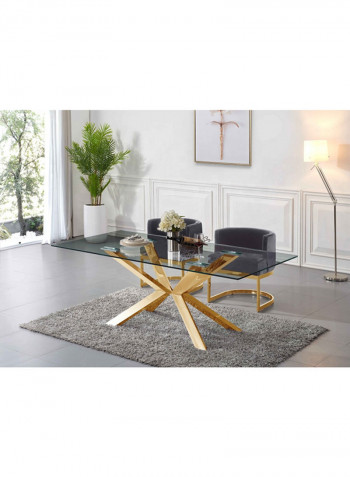 Stainless Steel Glass Dining Table Gold/Clear