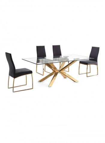 Stainless Steel Glass Dining Table Gold/Clear