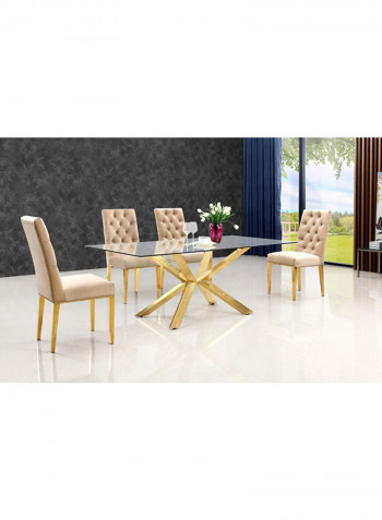 Stainless Steel Glass Dining Table Gold/Clear