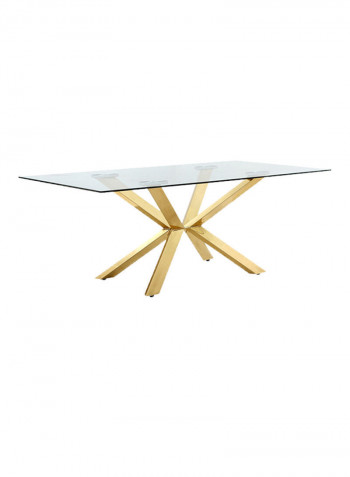 Stainless Steel Glass Dining Table Gold/Clear