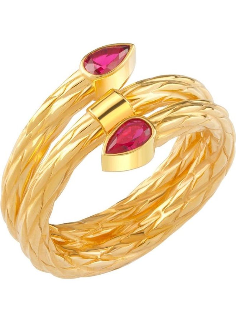 22K Red Quartz Gold Ring