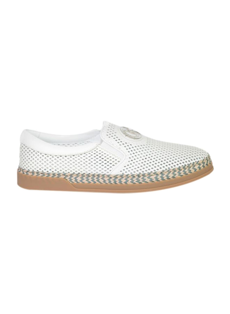 Leather Slip-On Sneakers White/Beige/Grey