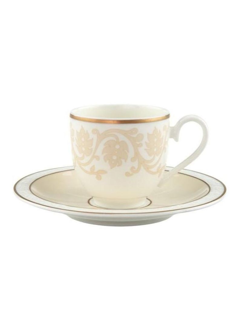 12-Piece Ivoire Espresso Cup And Saucer Set White/Beige/Gold
