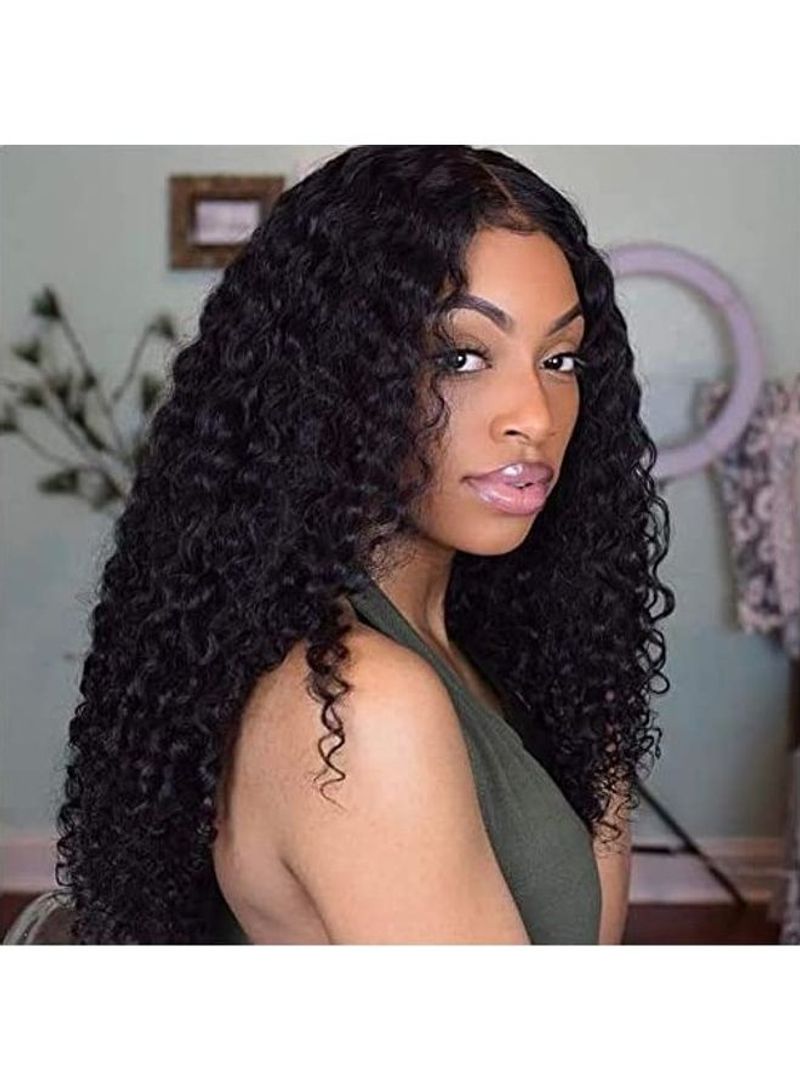 Curly Lace Frontal Wigs With Baby Hair And Bleached Knots Black 30inch