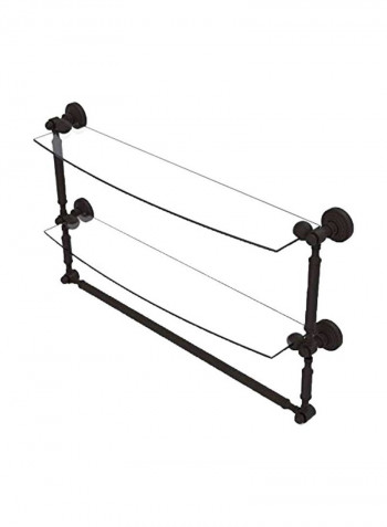 Waverly Place Collection 2-tier Integrated Towel Bar Glass Shelf Black 24inch