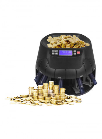 Electronic LED Display Coin Sorter Black