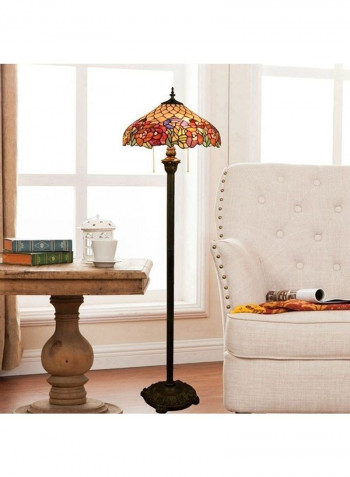 Rose Pattern Glass Lampshade Floor Lamp UK Plug Multicolour