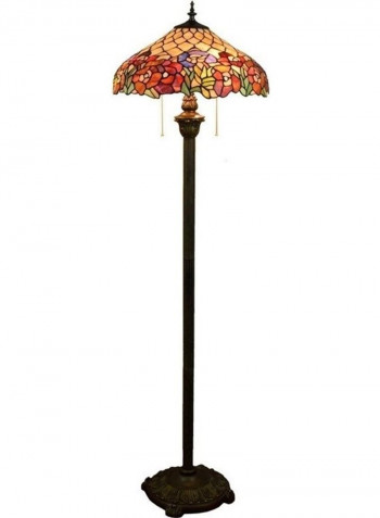 Rose Pattern Glass Lampshade Floor Lamp UK Plug Multicolour