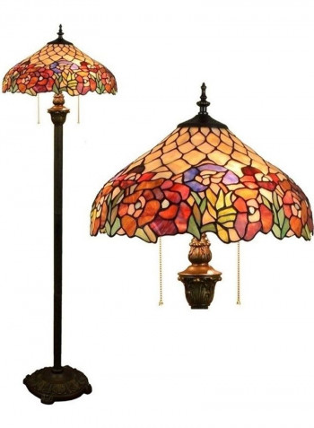 Rose Pattern Glass Lampshade Floor Lamp UK Plug Multicolour