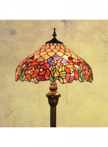 Rose Pattern Glass Lampshade Floor Lamp UK Plug Multicolour