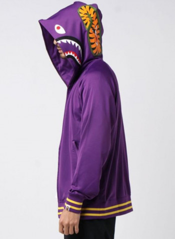 Shark Jersey Full Zip Hoodie Purple