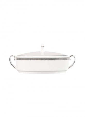 Vera Lace Collection Serveware White/Grey 9.1x9.3x5inch