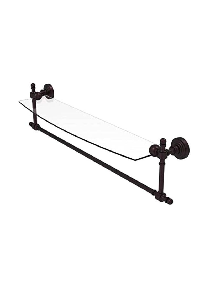 Retro Wave Collection Vanity Integrated Towel Bar Glass Shelf Clear/Black 24inch