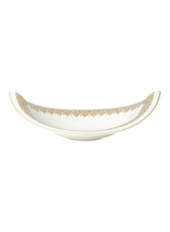 Golden Oasis Porcelain Centerpiece Bowl White/Brown 47x38centimeter