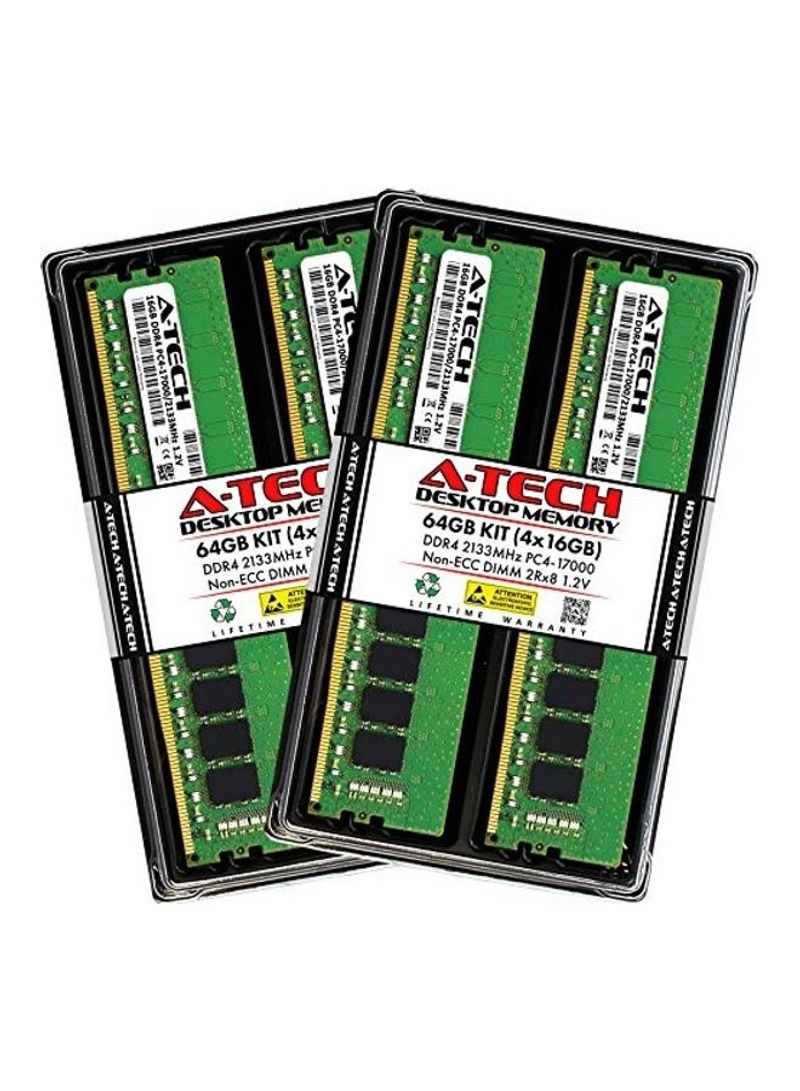 4-Piece DDR4 PC4-17000 UDIMM RAM Set 16GB Green/Black