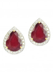 18 Karat Gold Ruby And Diamond Studded Drop Earrings
