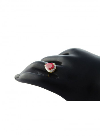 18k Gold 10mm Genuine Drop Cut Ruby 0.12Ct Genuine Diamonds Ring
